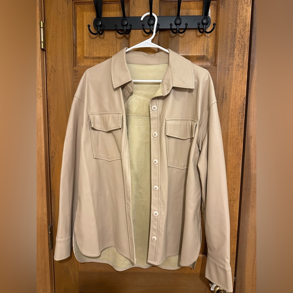 Tan Pleather Shacket